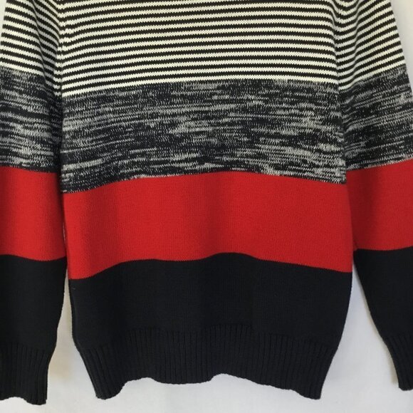 Tommy Hilfiger Quarter Zip Sweater Mock Neck Striped Cotton Women's Size Medium - Picture 7 of 11